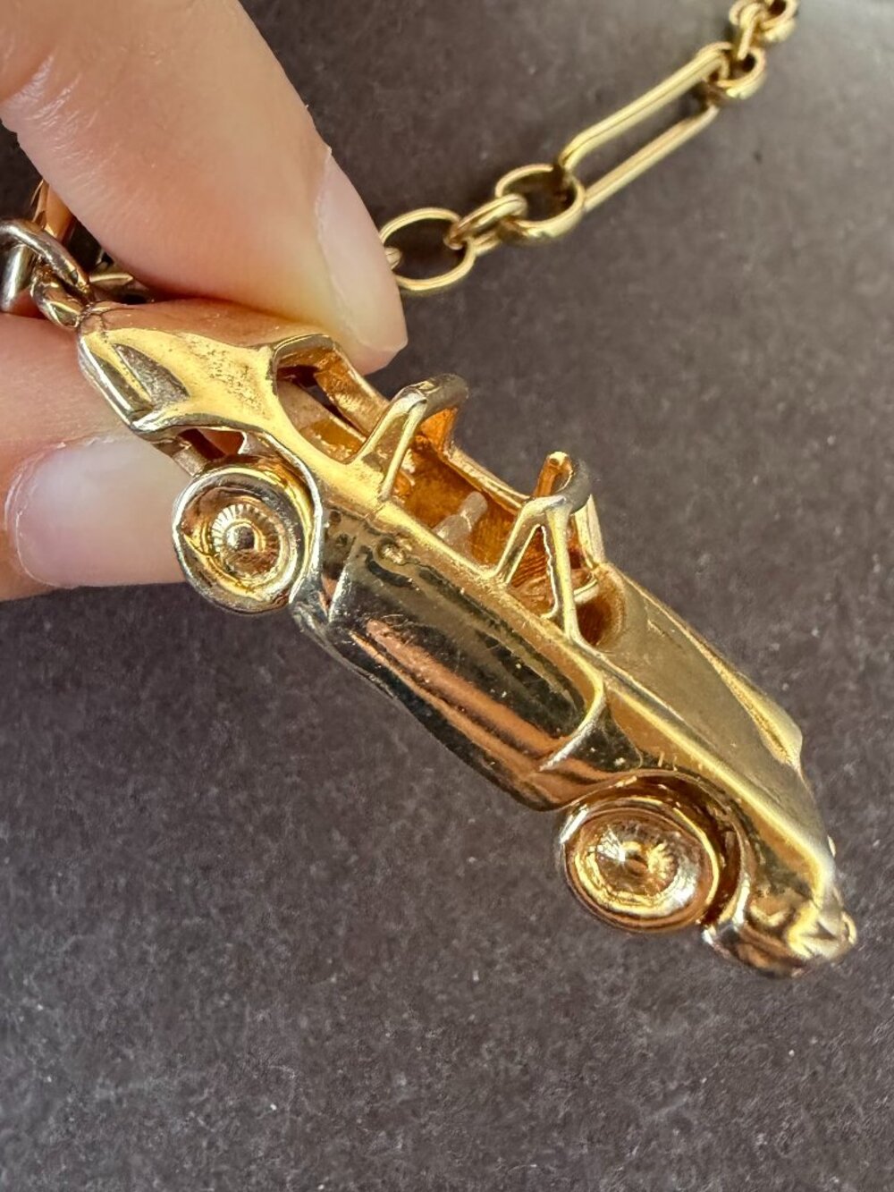 Gold Tone 3D Convertible Sports Car Pendant (NOTE CHARM ONLY)